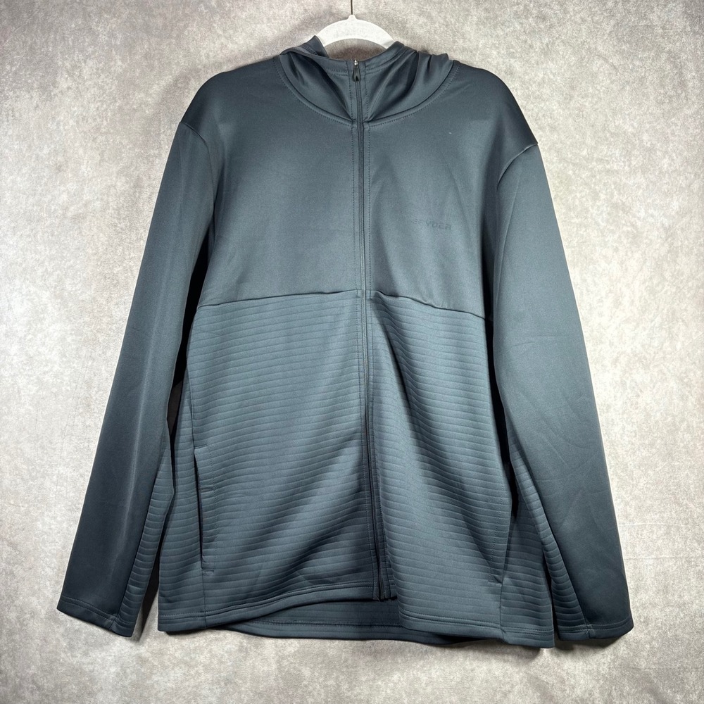 Spyder Hoodie Men XL‎ Gray ProWeb Full Zip Textured Performance Outdoor Active